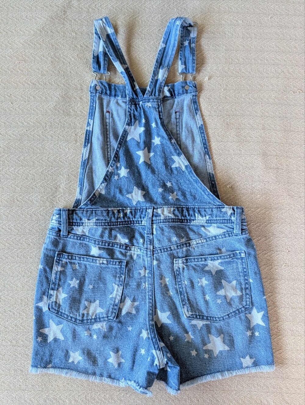 Cat & Jack Light Blue Star Denim Short Overalls - Kids - Picture 2 of 6
